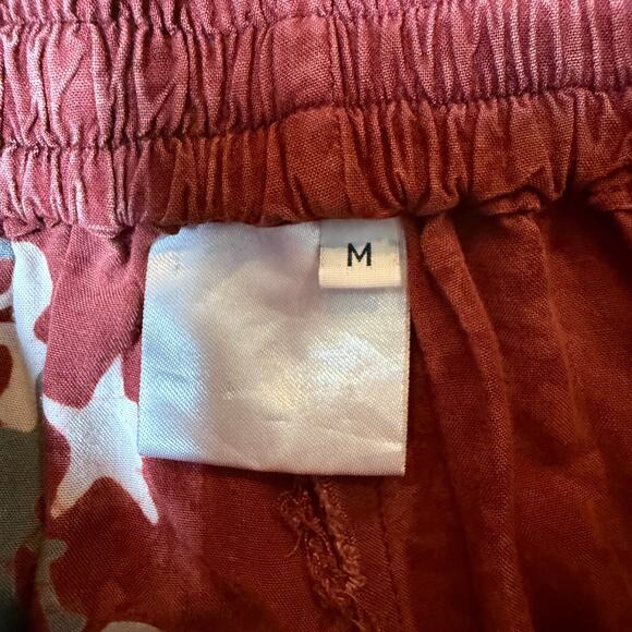 Vintage Global Village Batiked Pull On Pants SZ M Boho Hippie Red Gray Pockets - Picture 3 of 11